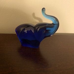 1960s Piligram Glass Colbalt Blue Elephant